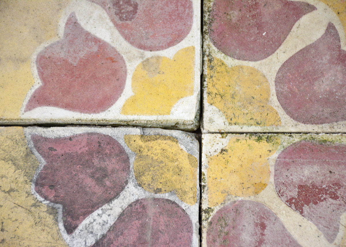 Four Antique French Floor Tiles