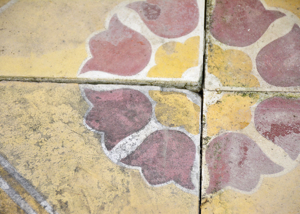 Four Antique French Floor Tiles