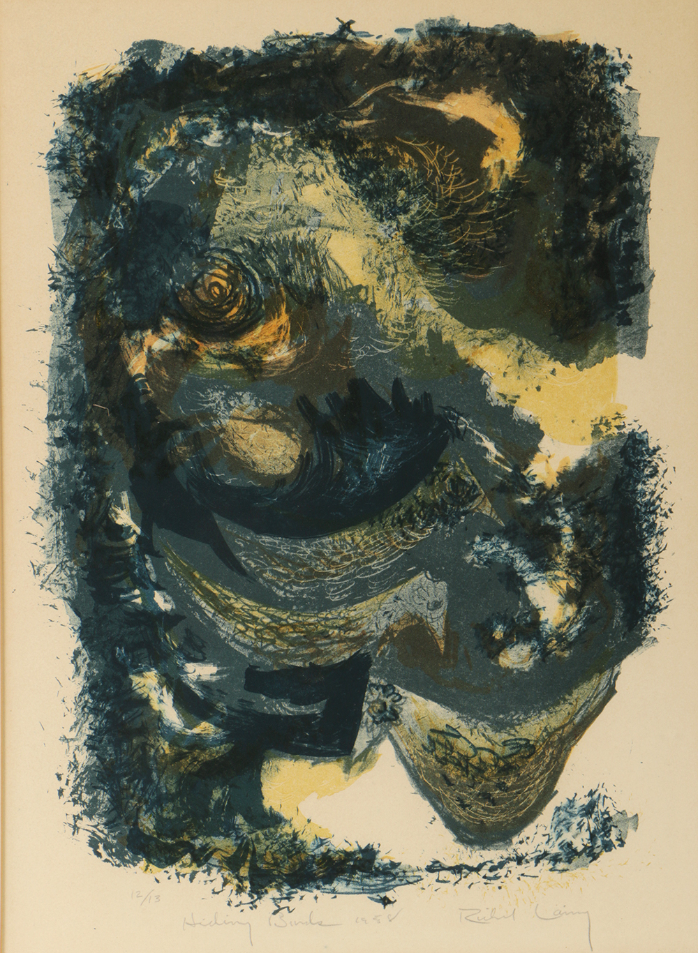 Limited Edition Lithograph on Paper "Hiding Birds"