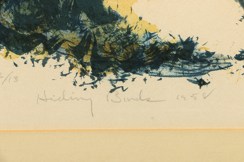 Limited Edition Lithograph on Paper "Hiding Birds"