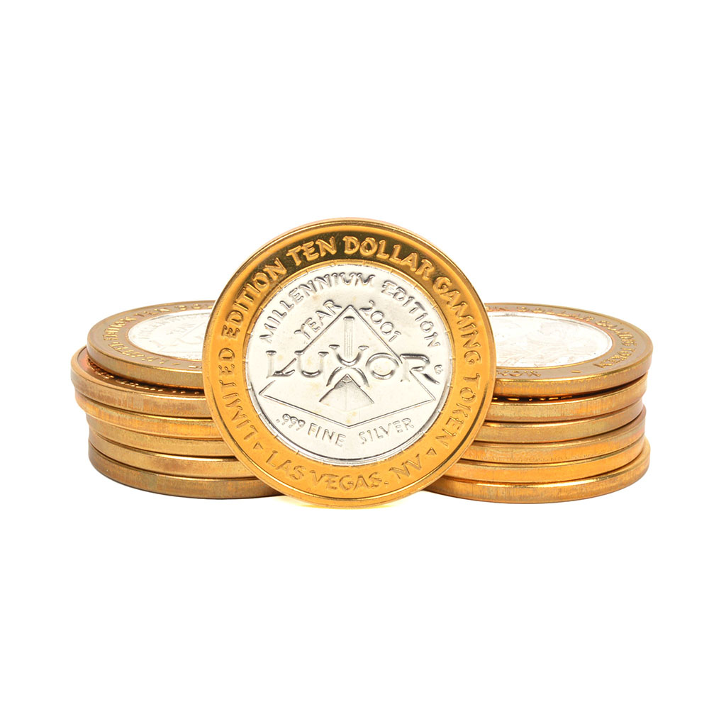 2001 Luxor Limited Edition .999 Silver Ten Dollar Gaming Tokens