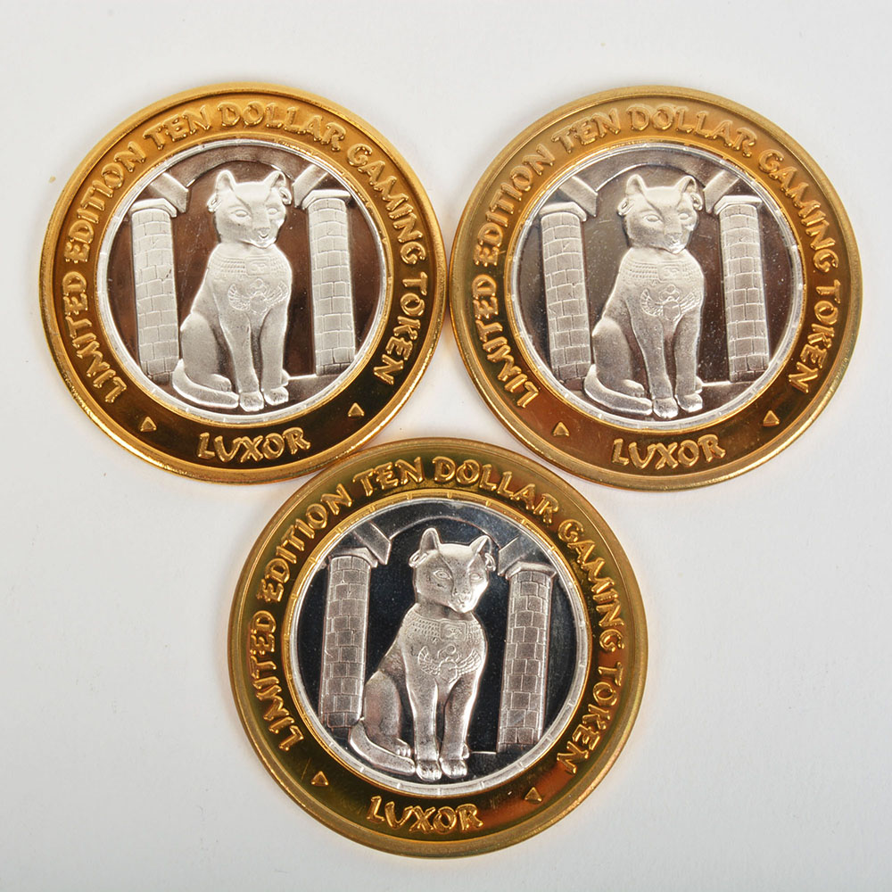 2001 Luxor Limited Edition .999 Silver Ten Dollar Gaming Tokens