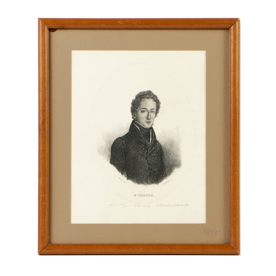 Limited Edition Etching after a Lithograph of Frédéric Chopin