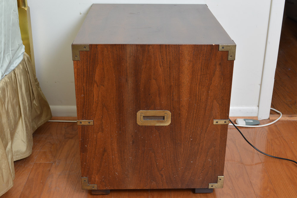 Vintage Campaign Style Nightstand by Henredon
