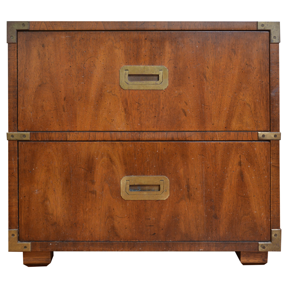 Vintage Campaign Style Nightstand by Henredon