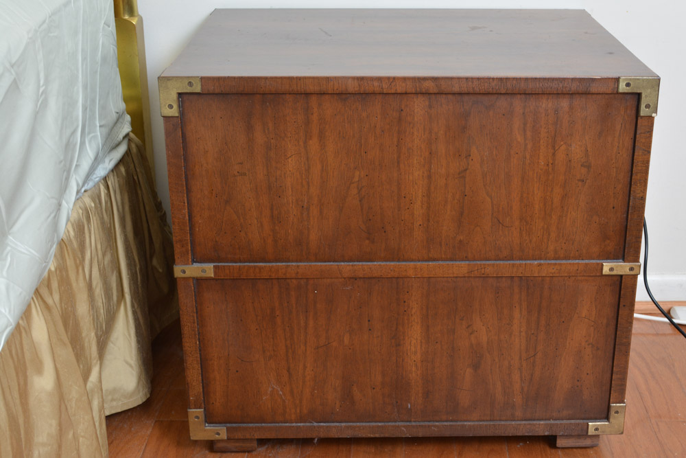 Vintage Campaign Style Nightstand by Henredon