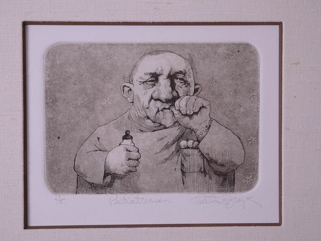 Charles Bragg Etching "Pediatrician"