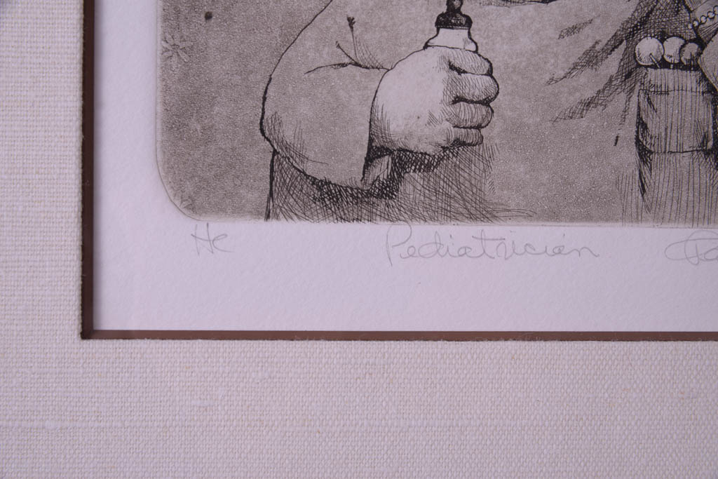 Charles Bragg Etching "Pediatrician"