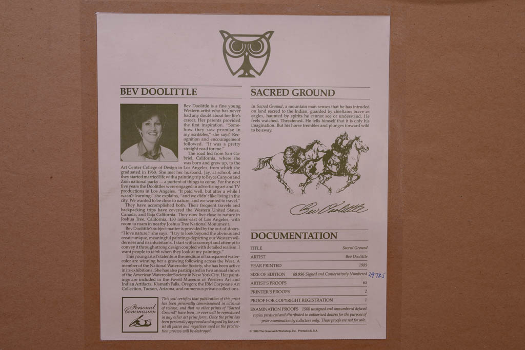 Bev Doolittle Limited Edition Print "Sacred Ground Birch Horse"