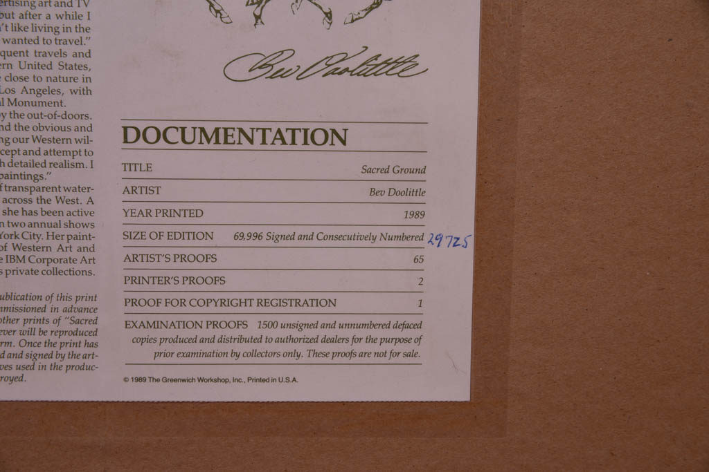 Bev Doolittle Limited Edition Print "Sacred Ground Birch Horse"