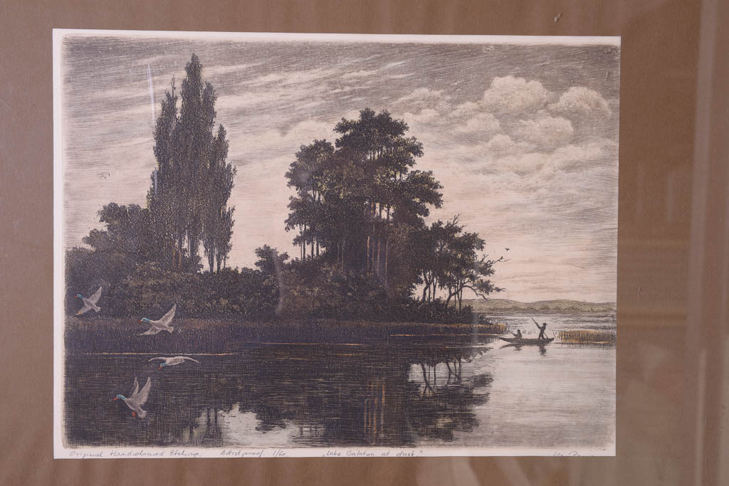 Limited Edition Etching "Lake Balaton at Dusk"