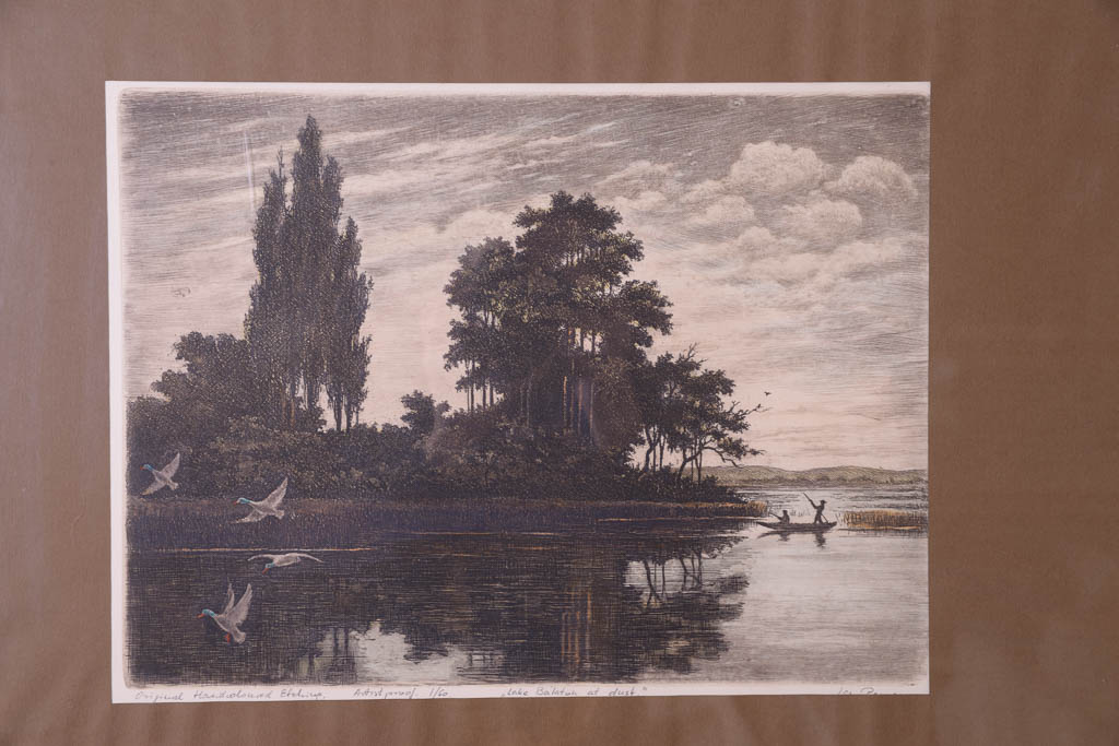 Limited Edition Etching "Lake Balaton at Dusk"