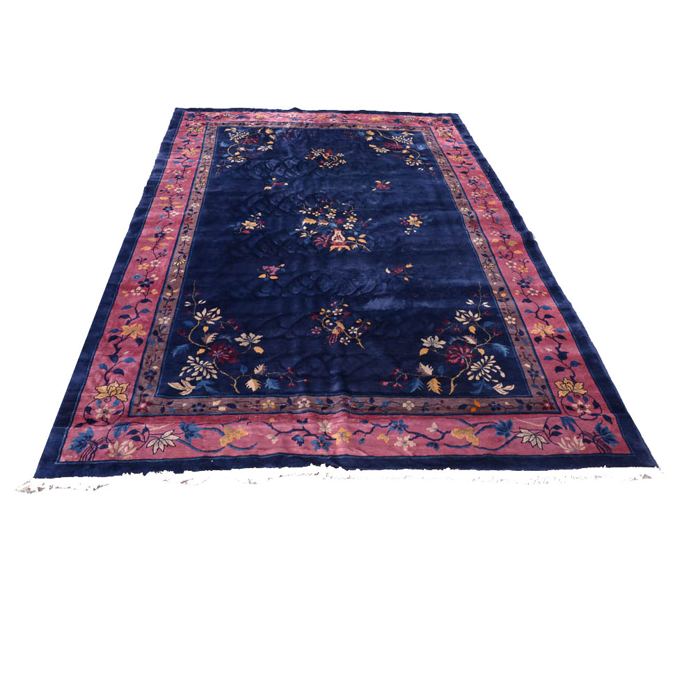 Hand Woven Old Peking Chinese Vase Area Rug