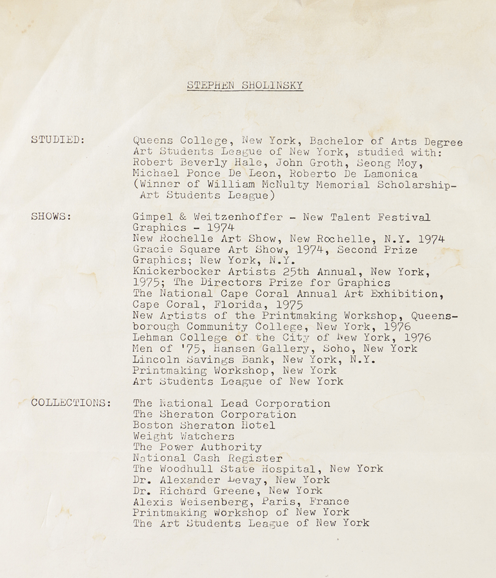 Stephen Sholinsky Limited Edition Lithograph on Paper "Frontispiece"