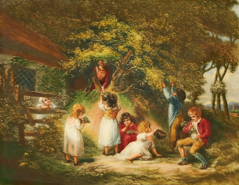 Eugene Tily Color Mezzotint on Paper Print of Children