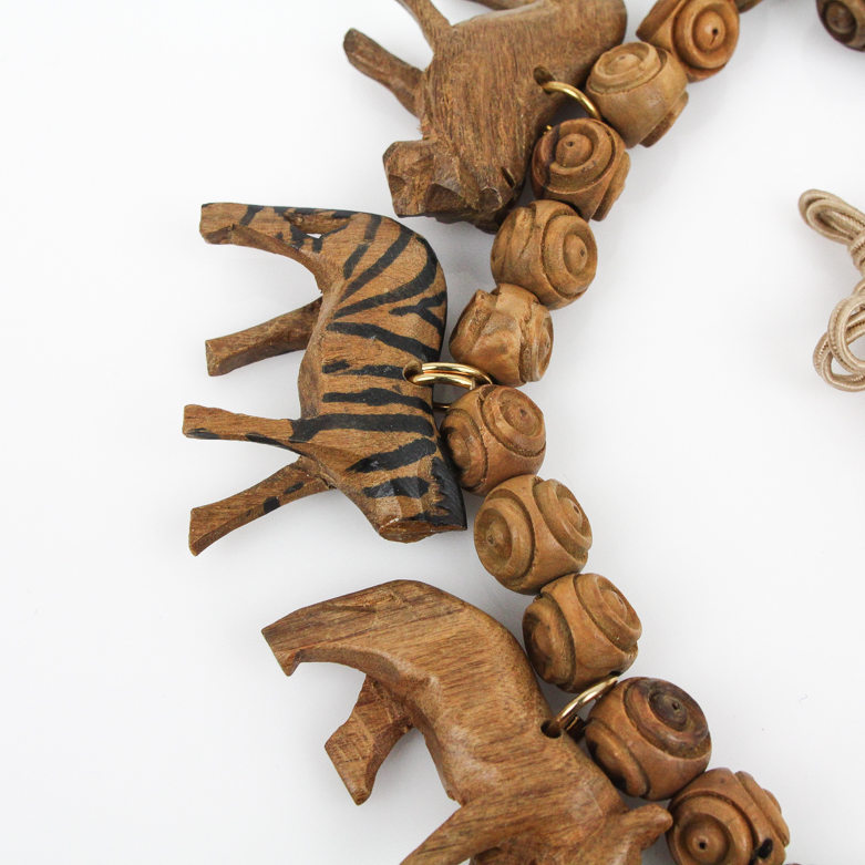 Carved Wood Animal Necklace