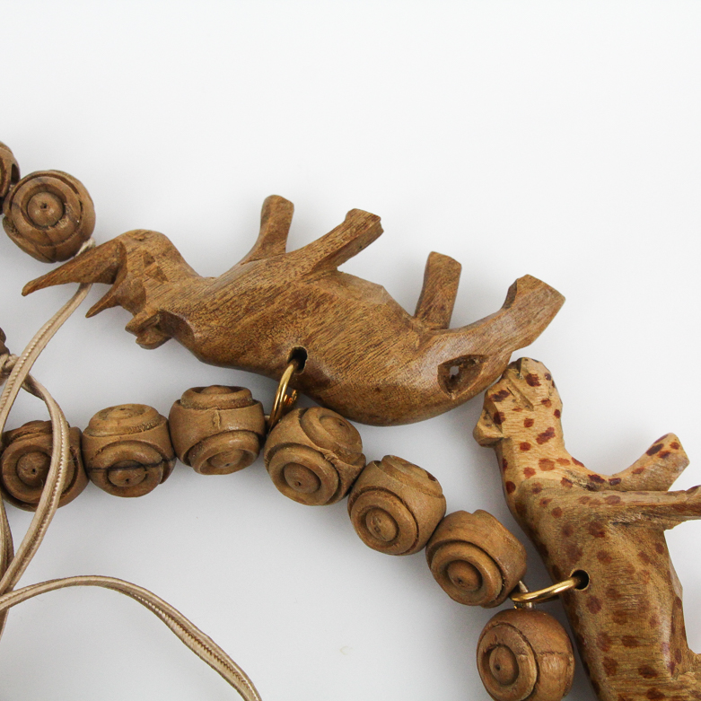 Carved Wood Animal Necklace