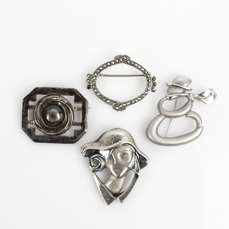Assortment of Sterling Silver Brooches