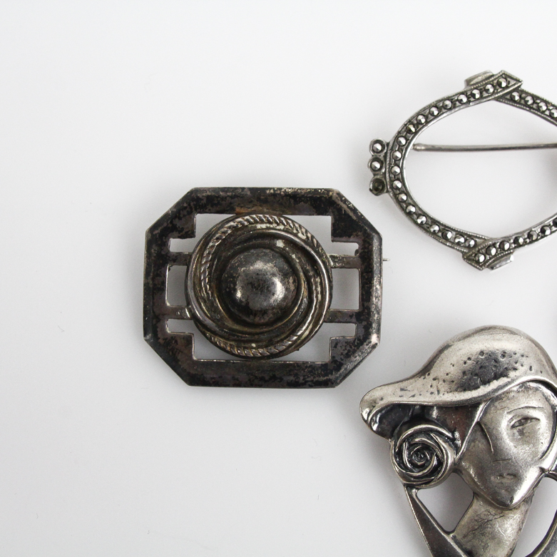 Assortment of Sterling Silver Brooches