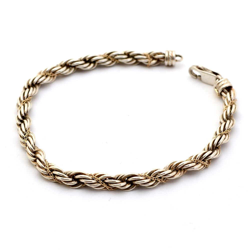 Precious Precious Sterling Silver 14K Yellow Gold Bracelet