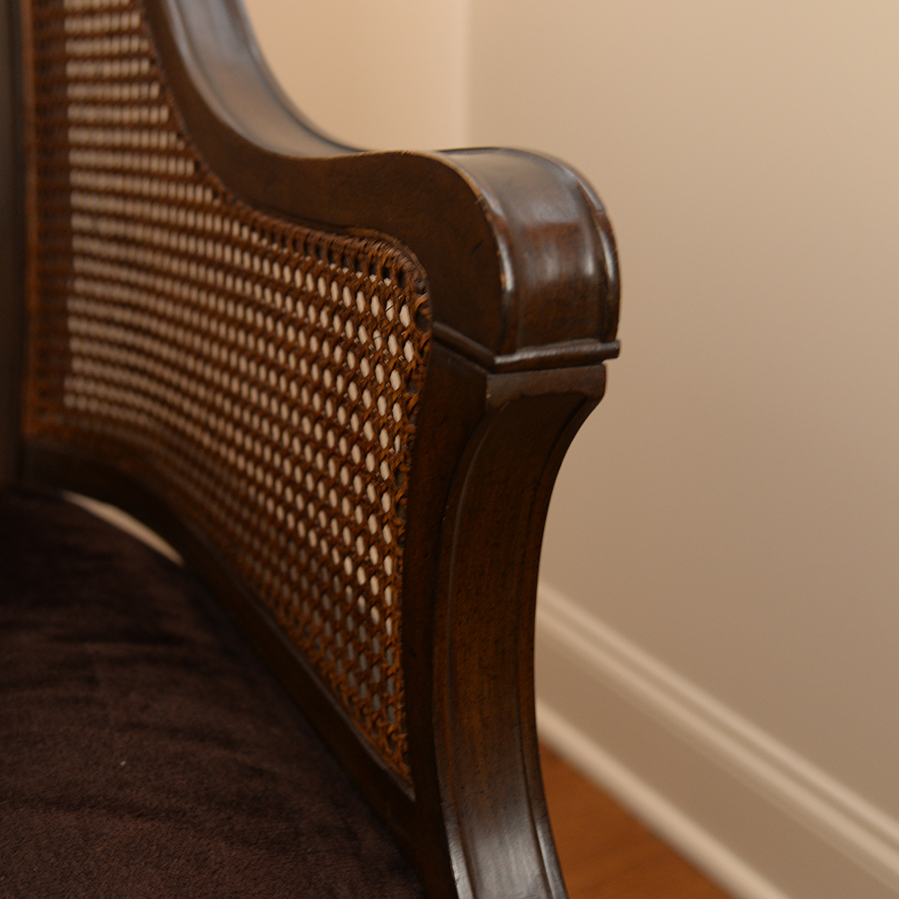 Vintage Cane Back Barrel Shape Arm Chair