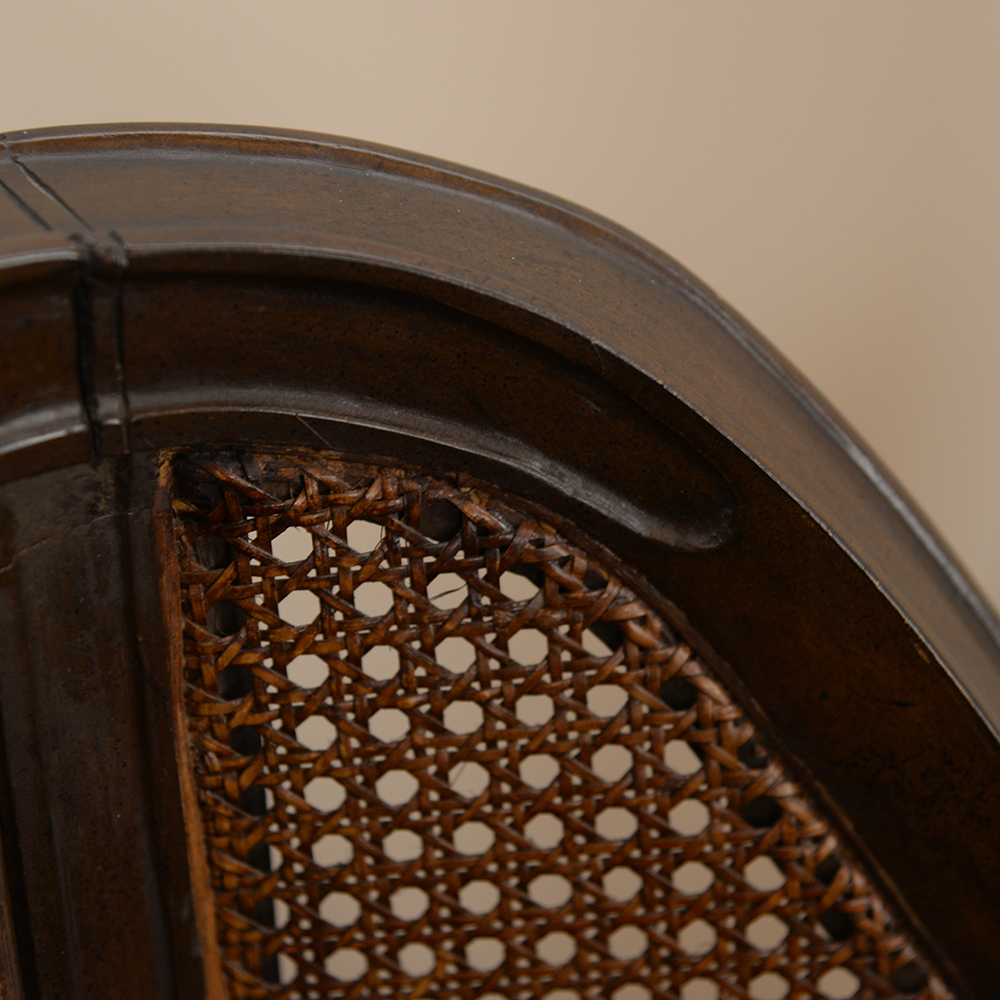 Vintage Cane Back Barrel Shape Arm Chair