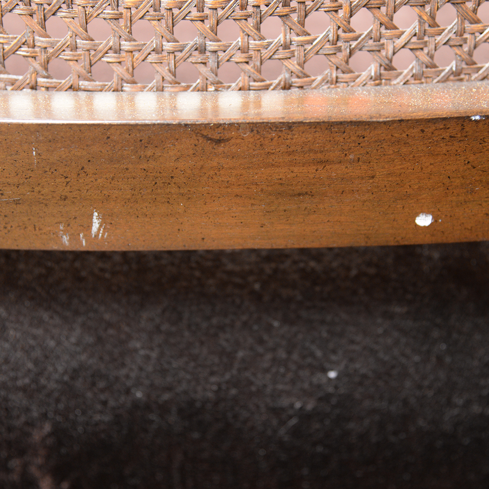 Vintage Cane Back Barrel Shape Arm Chair