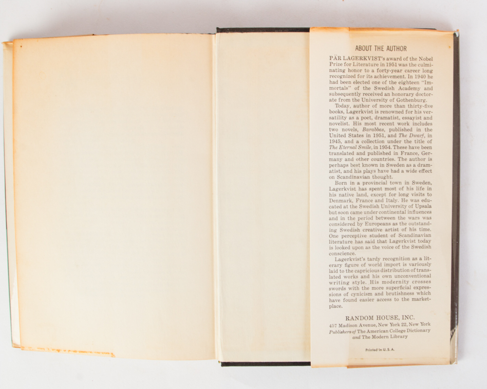 "Barabbas" and "The Sibyl" First American Editions by Pär Lagerkvist