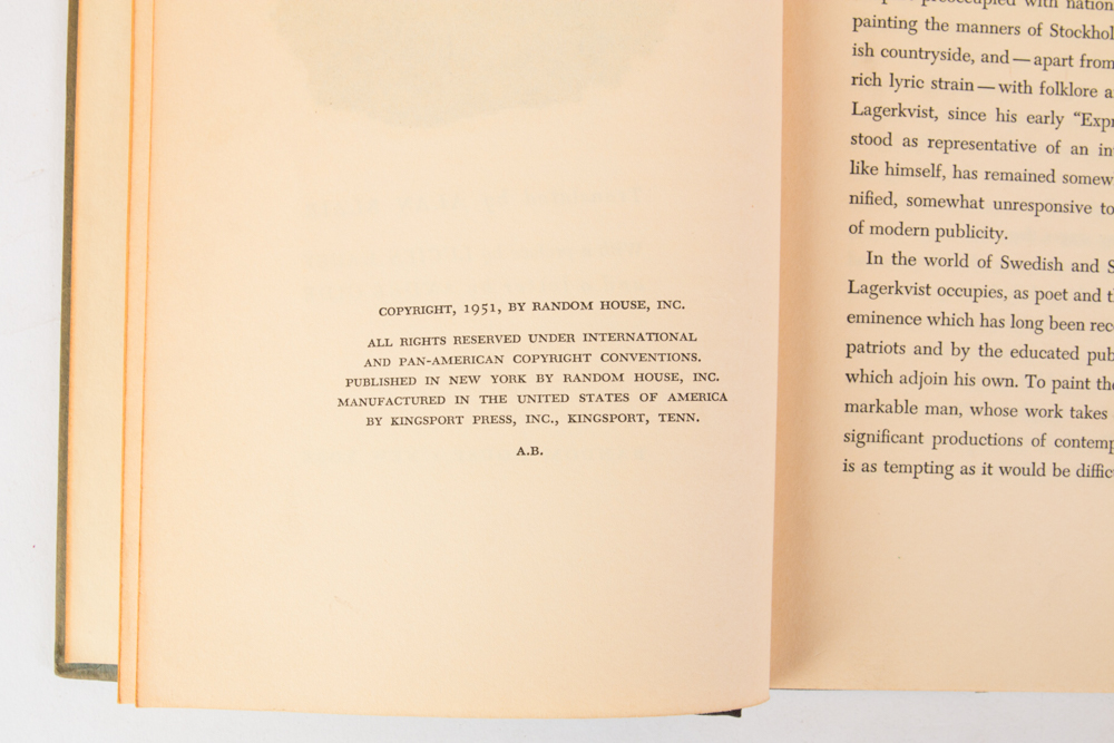 "Barabbas" and "The Sibyl" First American Editions by Pär Lagerkvist