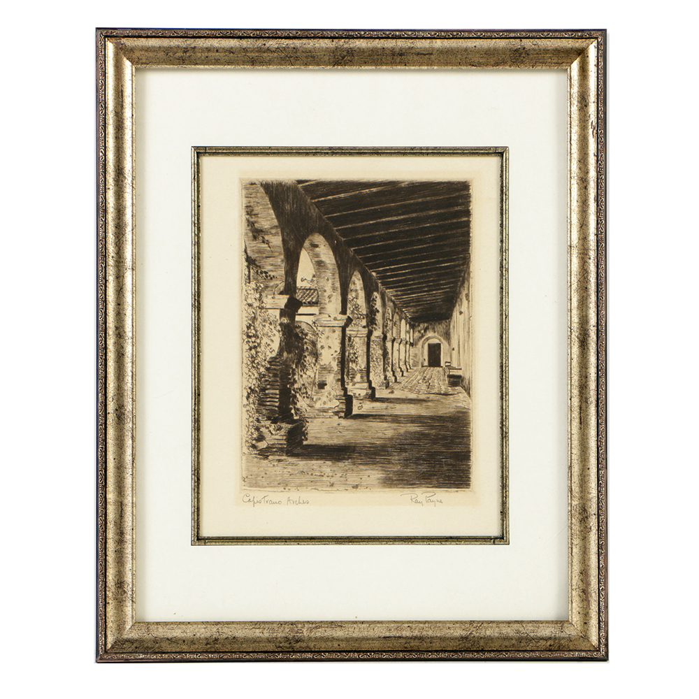 Ray Payne Etching on Paper "Capistrano Arches"