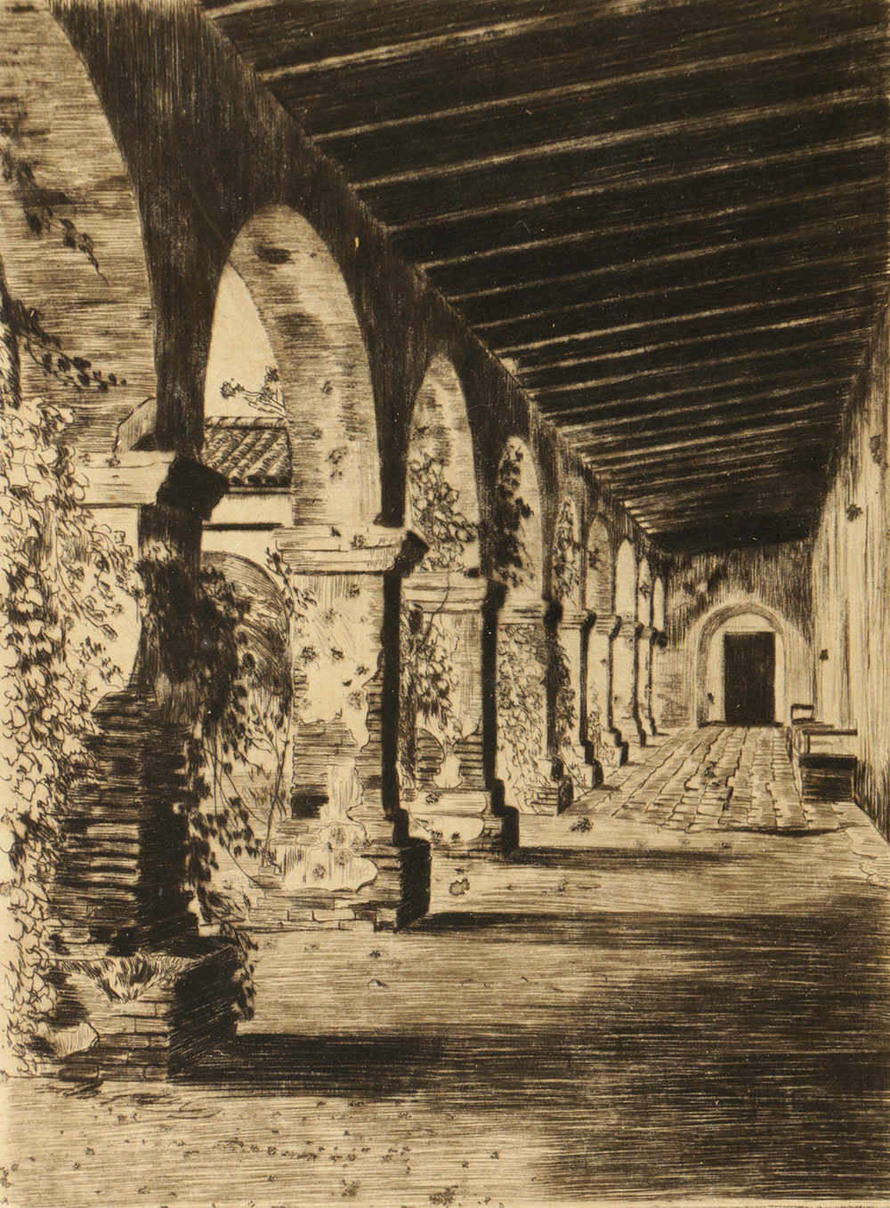 Ray Payne Etching on Paper "Capistrano Arches"