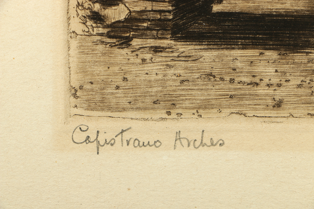 Ray Payne Etching on Paper "Capistrano Arches"