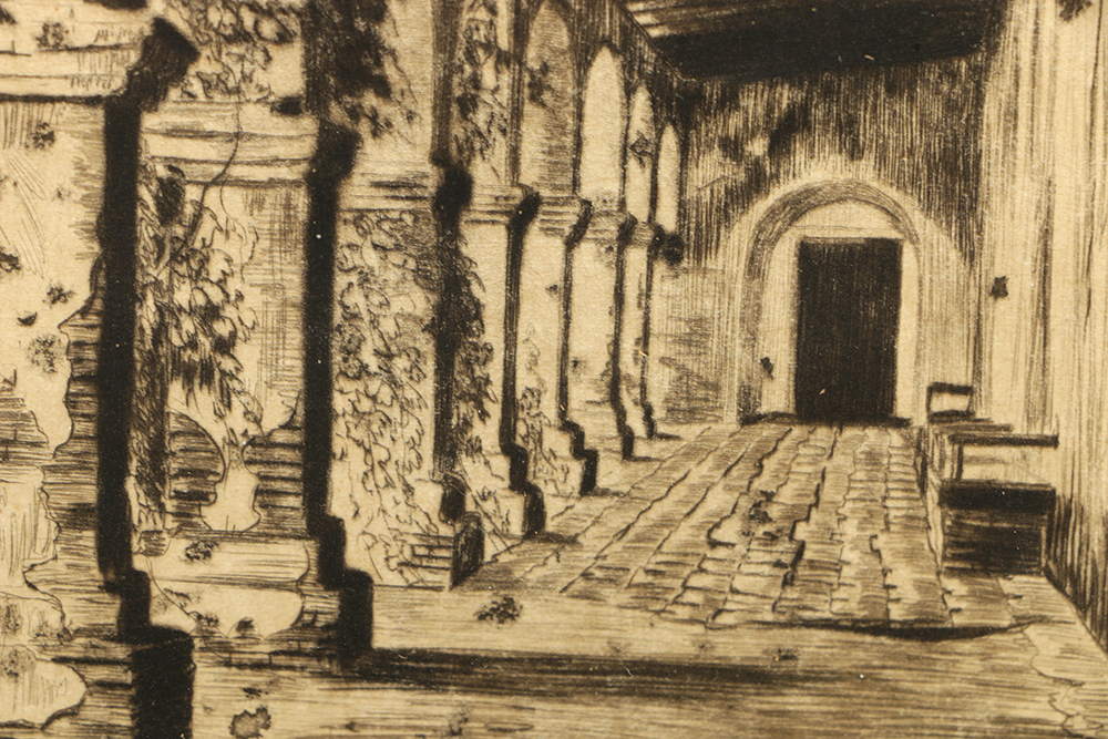 Ray Payne Etching on Paper "Capistrano Arches"