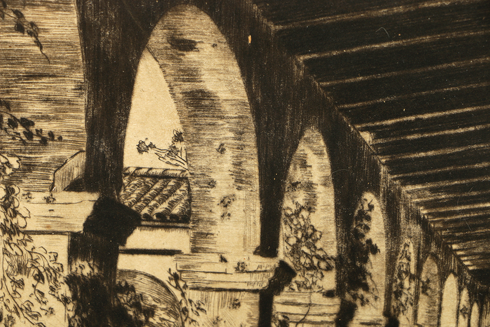 Ray Payne Etching on Paper "Capistrano Arches"