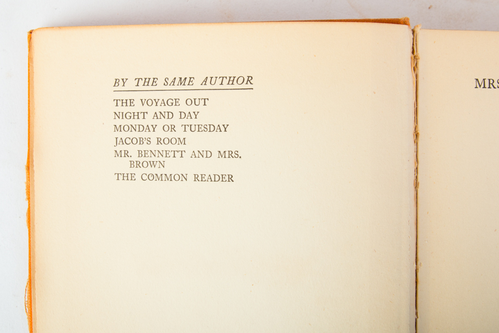 1925 First American Edition, First Printing "Mrs. Dalloway" by Virginia Woolf