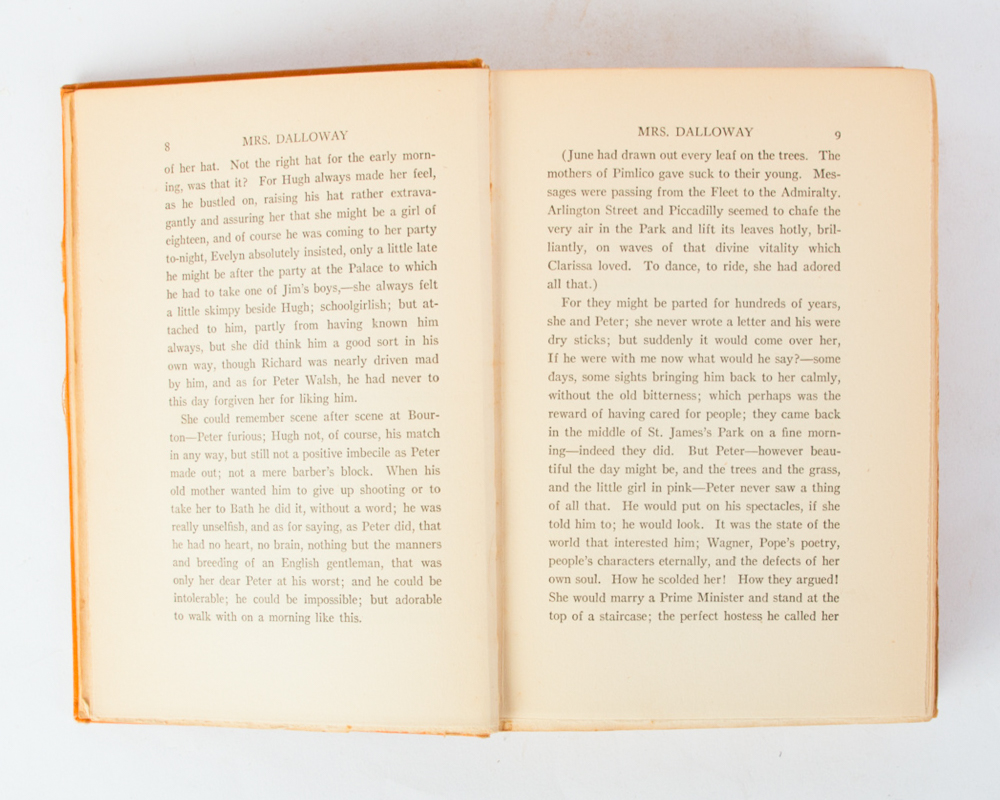 1925 First American Edition, First Printing "Mrs. Dalloway" by Virginia Woolf