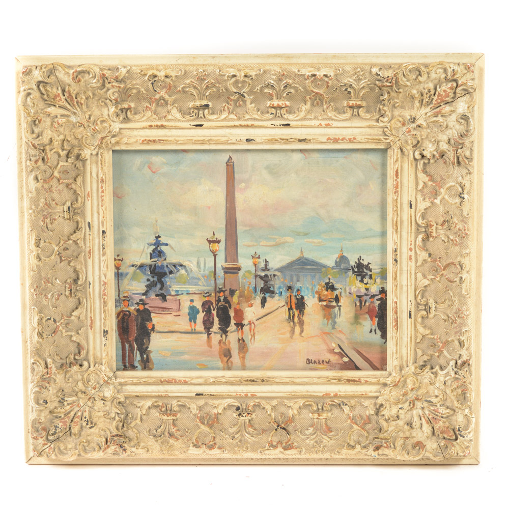 Paris Street Scene Oil on Canvas Painting