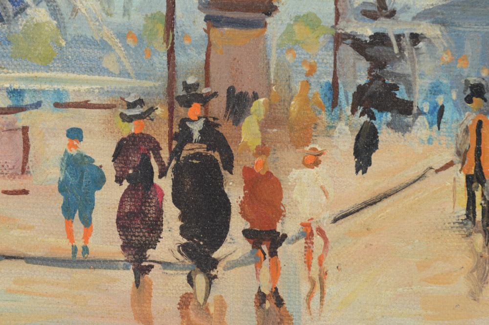 Paris Street Scene Oil on Canvas Painting