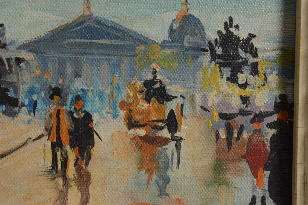 Paris Street Scene Oil on Canvas Painting