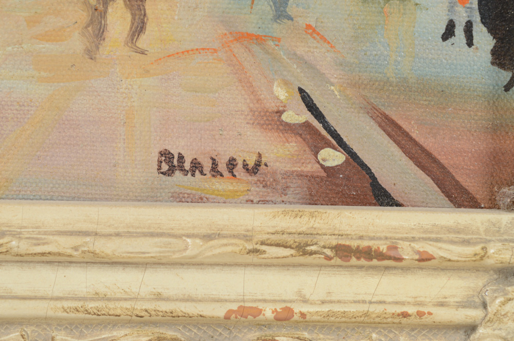 Paris Street Scene Oil on Canvas Painting