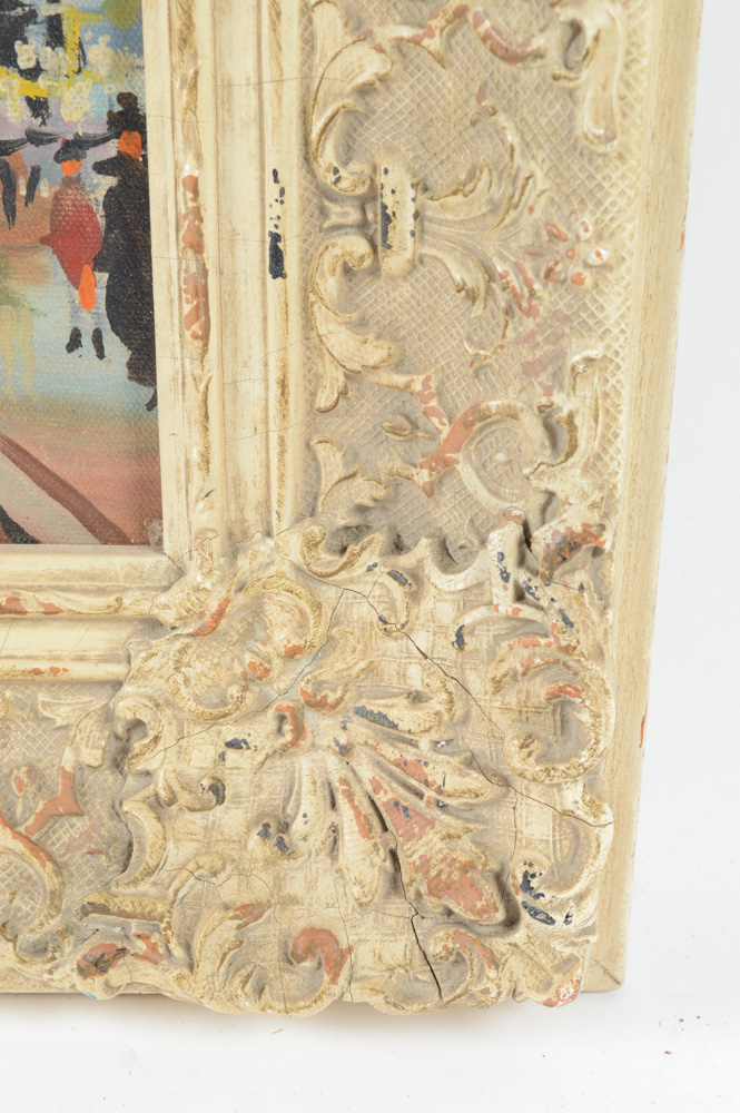 Paris Street Scene Oil on Canvas Painting