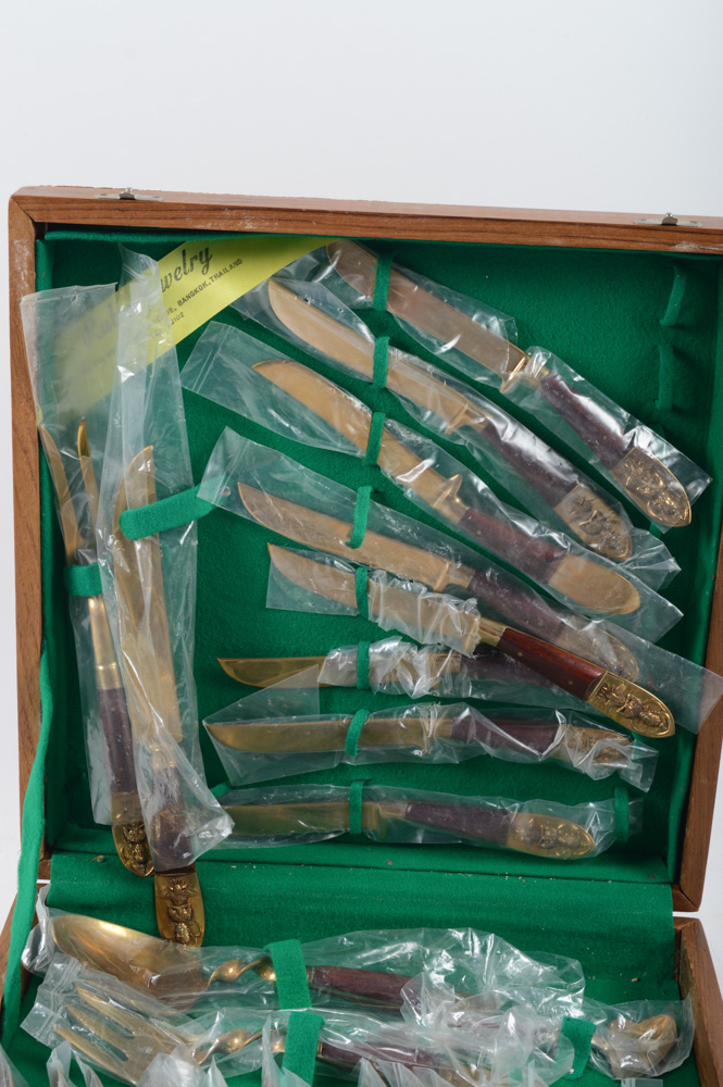 Vintage Thai Gold Plated Flatware