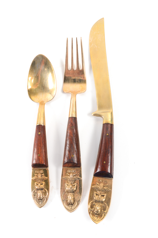 Vintage Thai Gold Plated Flatware