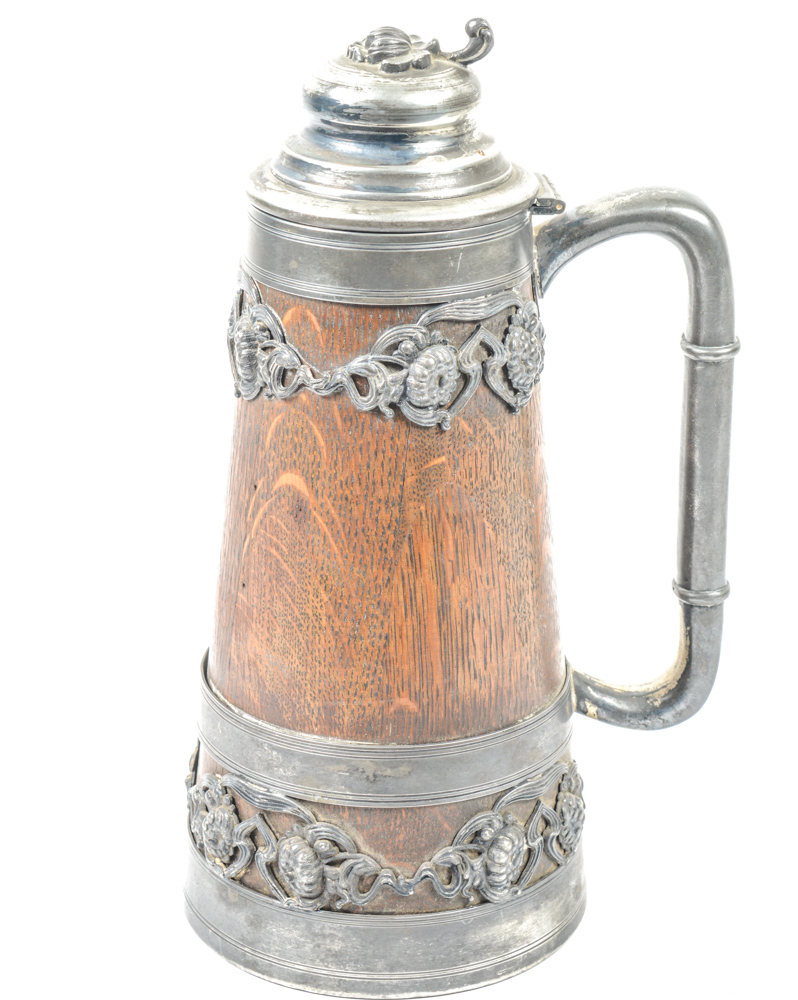 Antique St. Louis Silver Co. Quadruple Plate and Oak Tankard #48