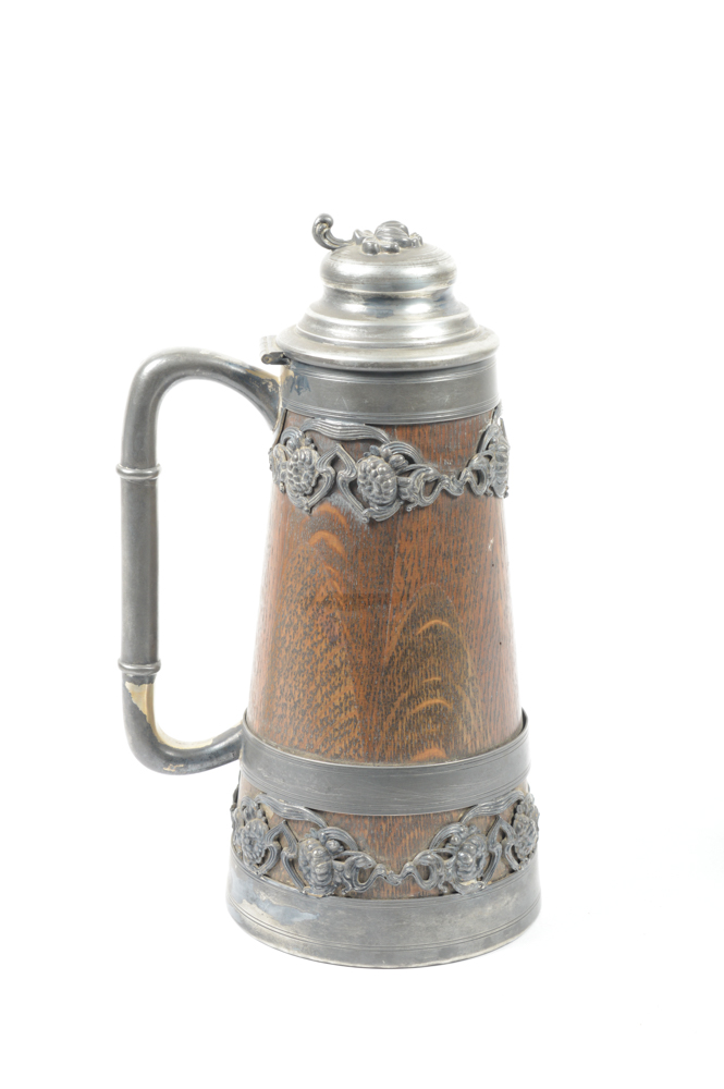 Antique St. Louis Silver Co. Quadruple Plate and Oak Tankard #48