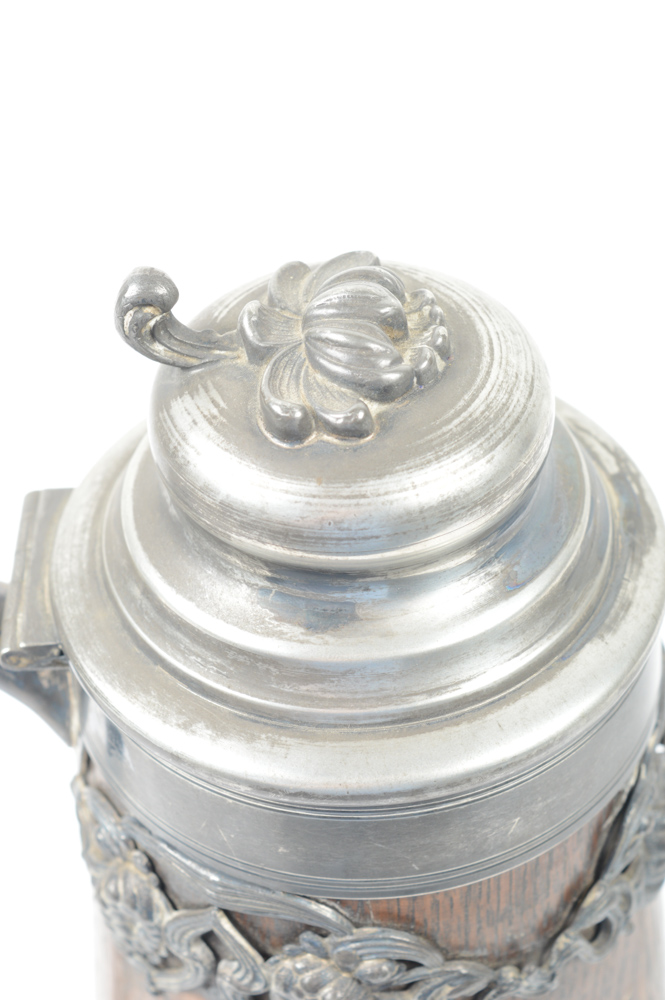 Antique St. Louis Silver Co. Quadruple Plate and Oak Tankard #48