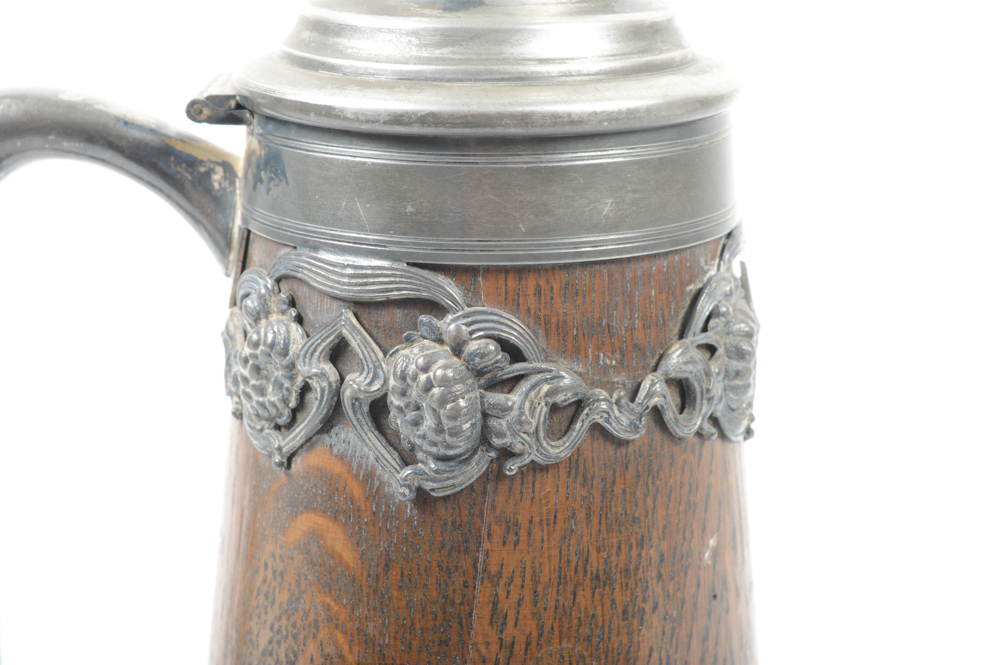 Antique St. Louis Silver Co. Quadruple Plate and Oak Tankard #48