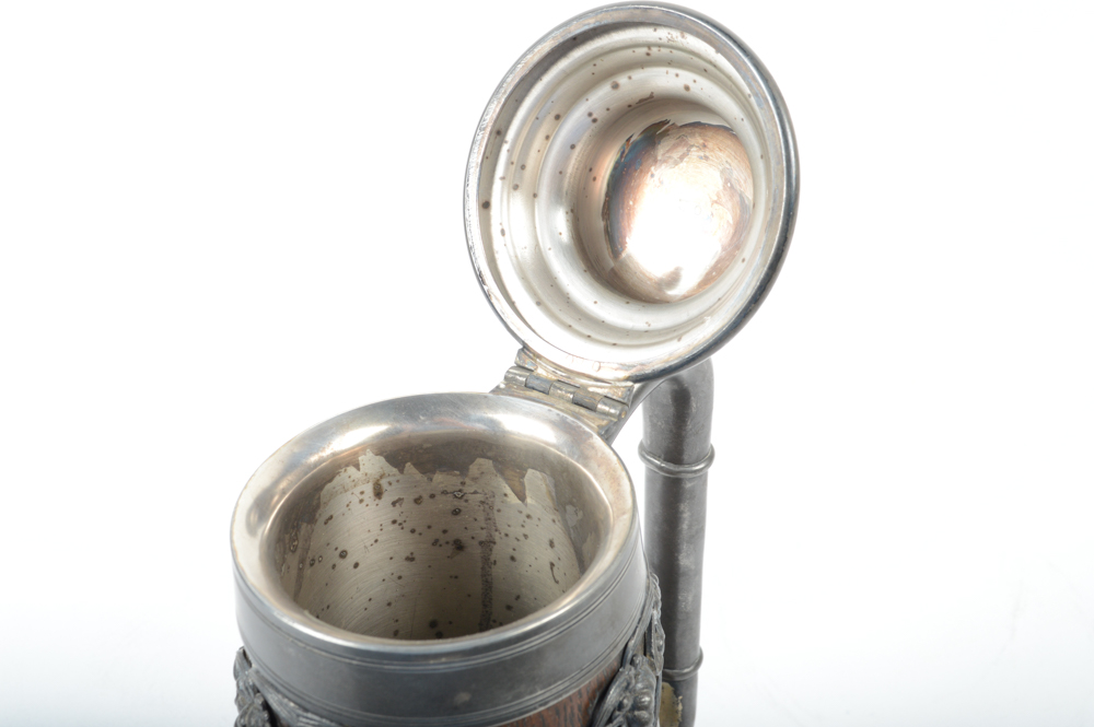 Antique St. Louis Silver Co. Quadruple Plate and Oak Tankard #48