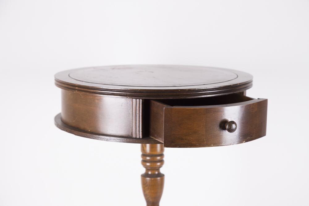 Leather-Topped Drum Table