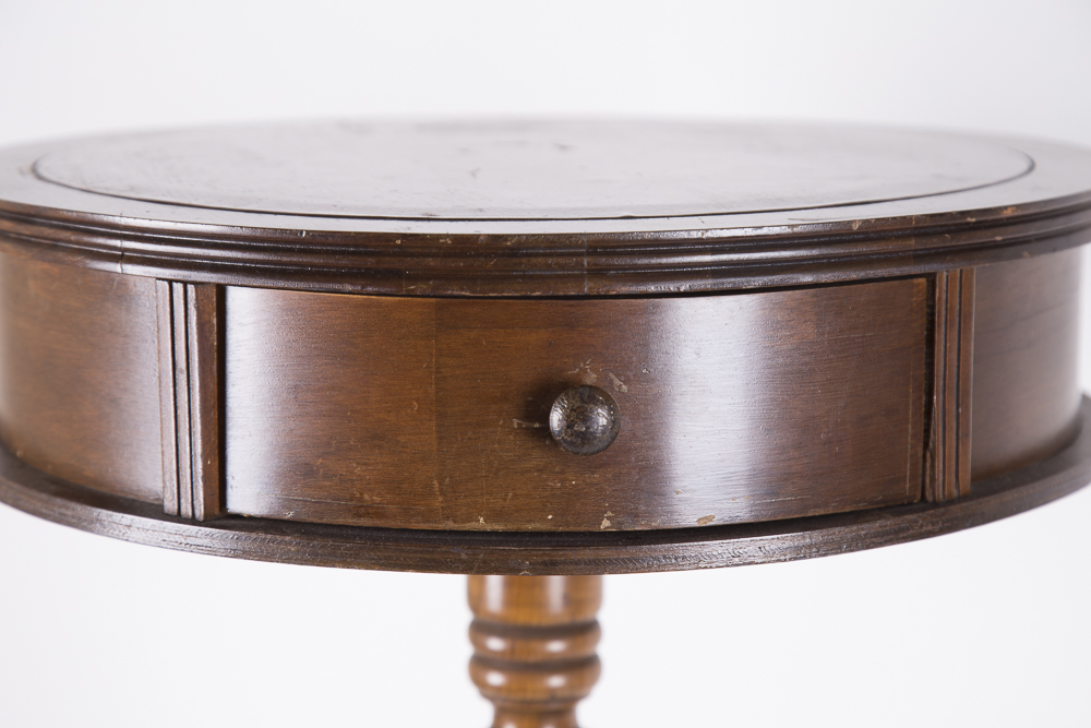 Leather-Topped Drum Table